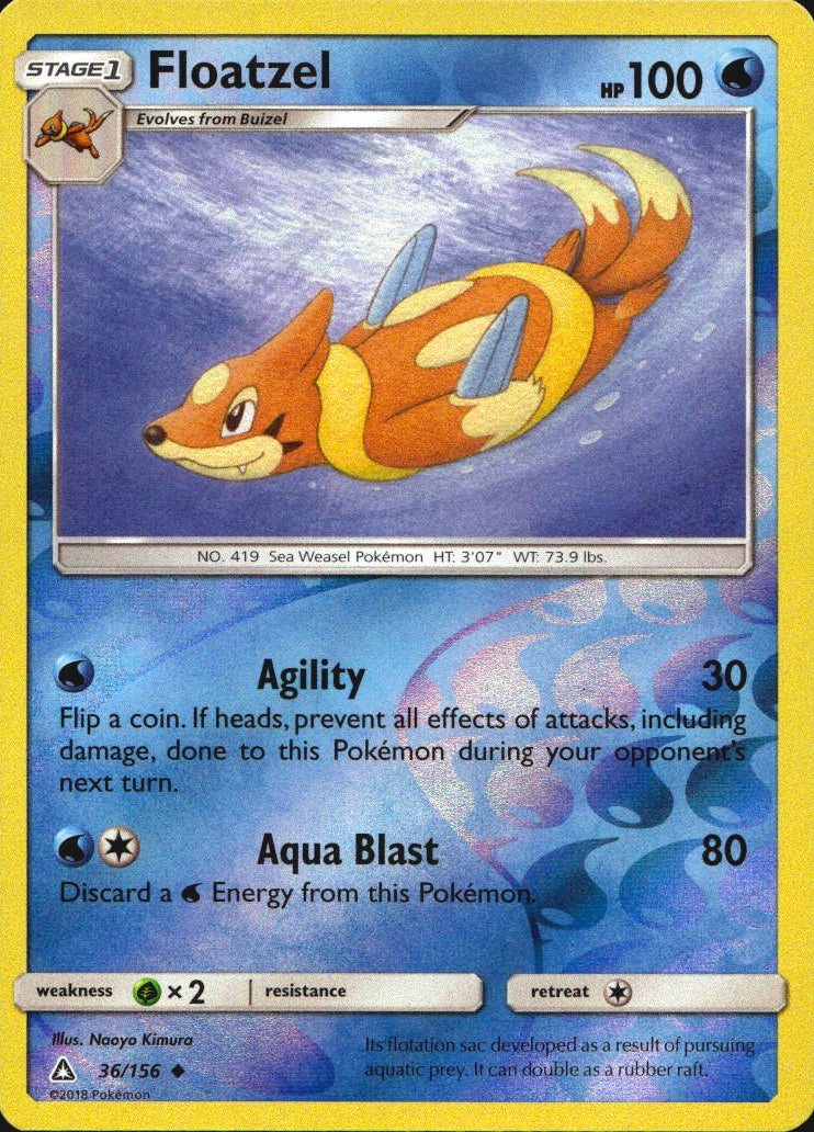 Floatzel 36/156 Uncommon Ultra Prism Pokemon Reverse Holo Near Mint