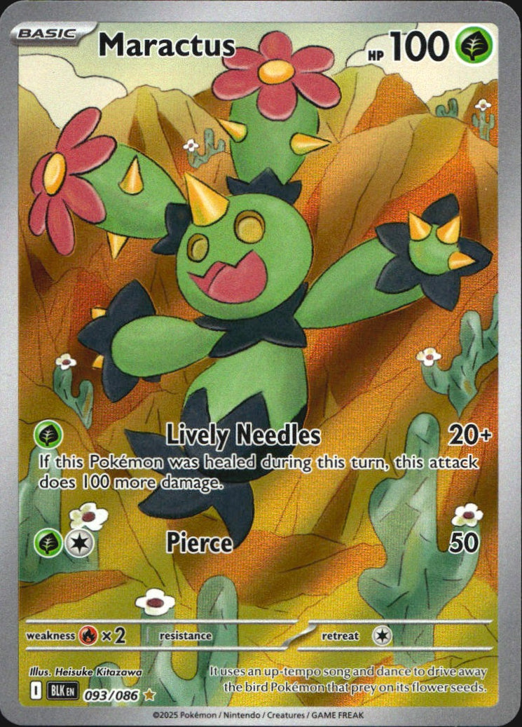 Maractus 093/086 Illustration Rare Black Bolt Pokemon Near Mint