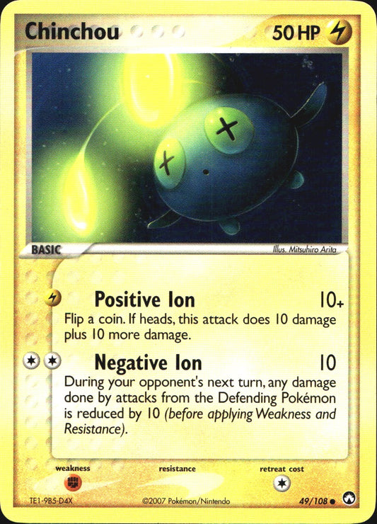 Chinchou 49/108 Common Power Keepers Pokemon Near Mint