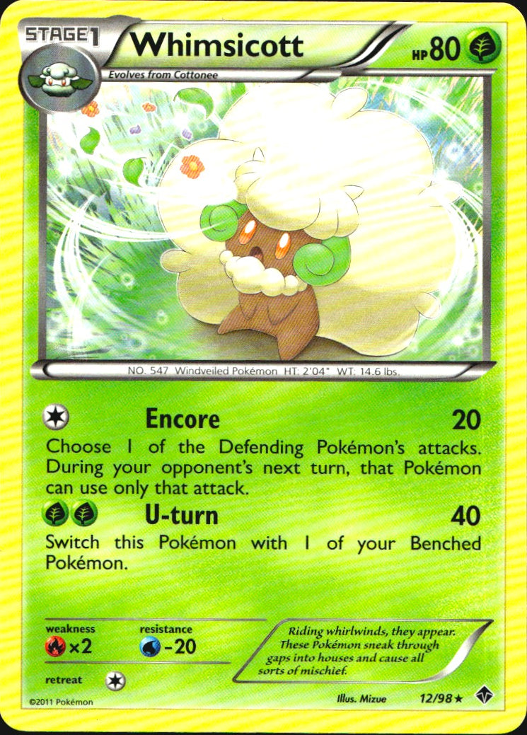Whimsicott 12/98 Rare Emerging Powers Pokemon Near Mint