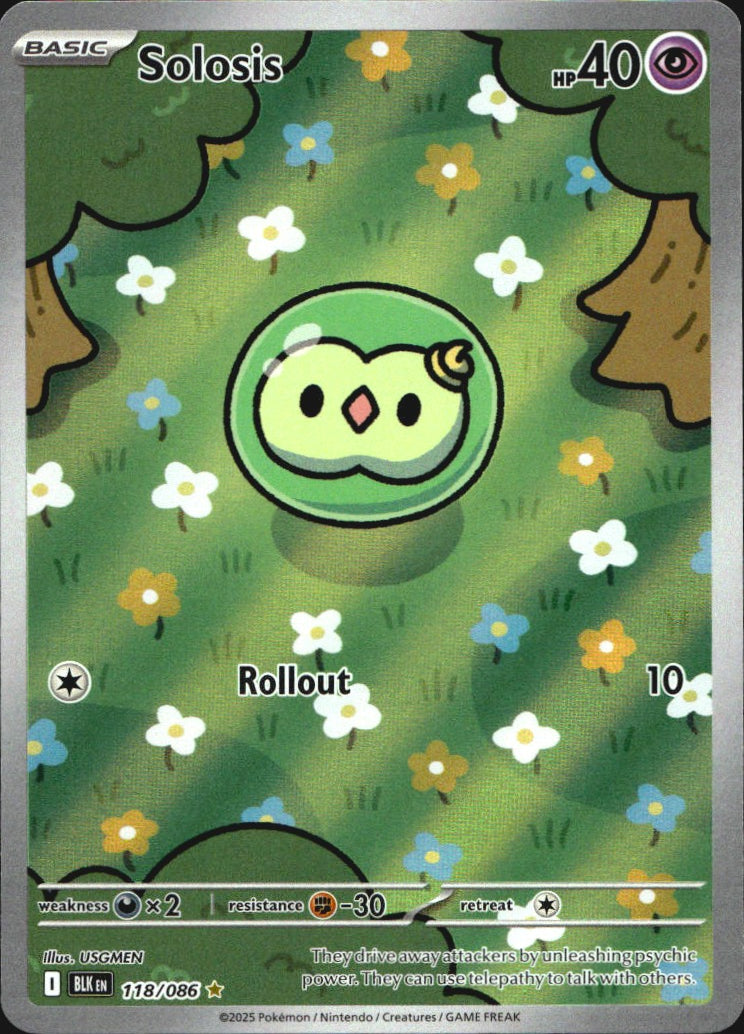 Solosis 118/086 Illustration Rare Black Bolt Pokemon Near Mint