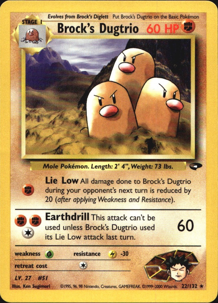 Brock's Dugtrio 22/132 Rare Gym Challenge Pokemon Near Mint