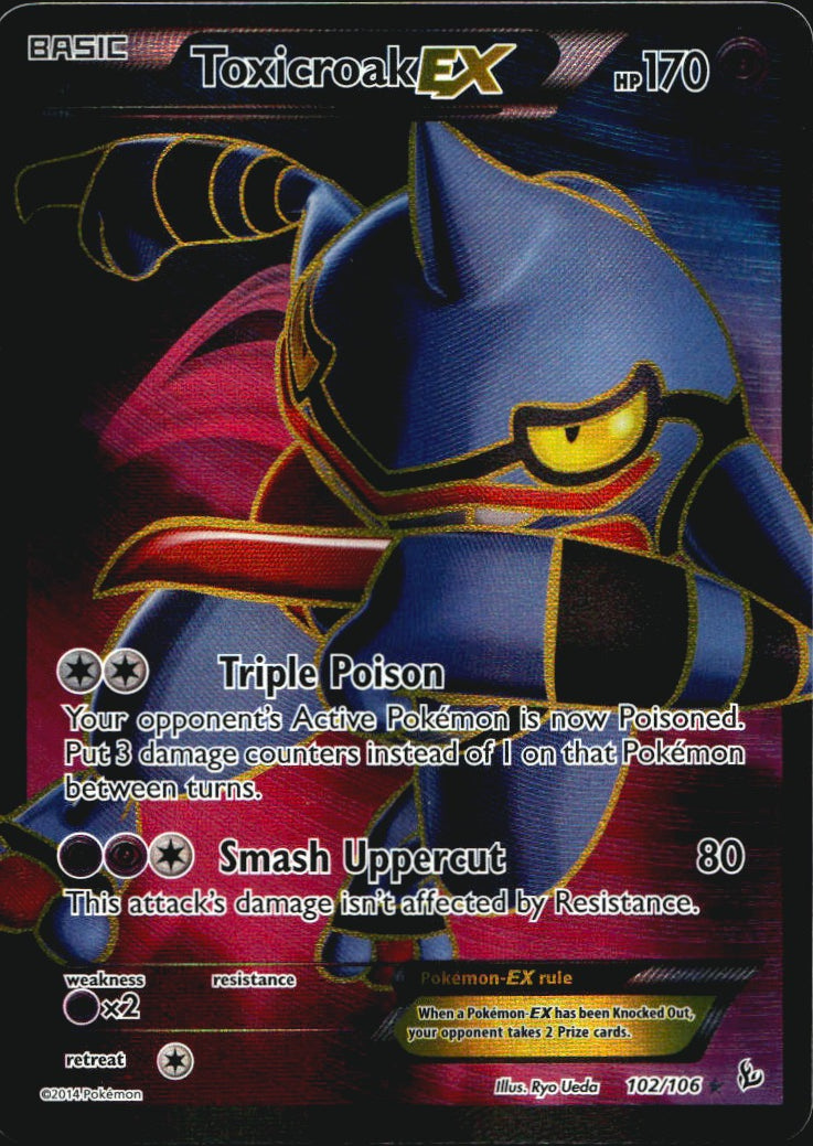 Toxicroak EX 102/106 Rare Ultra Flashfire Pokemon Near Mint