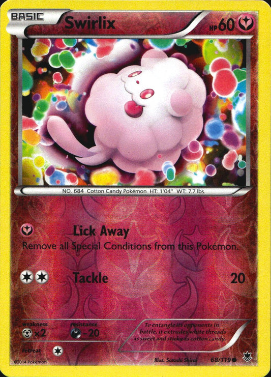 Swirlix 68/119 Common Phantom Forces Pokemon Reverse Holo Near Mint