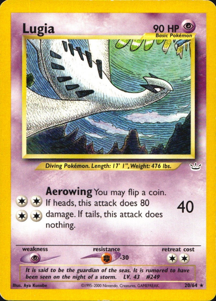 Lugia 20/64 Rare Neo Revelation Pokemon Lightly Played