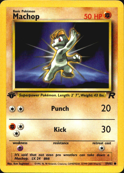 Machop 59/82 Common Team Rocket Pokemon 1st Edition Near Mint