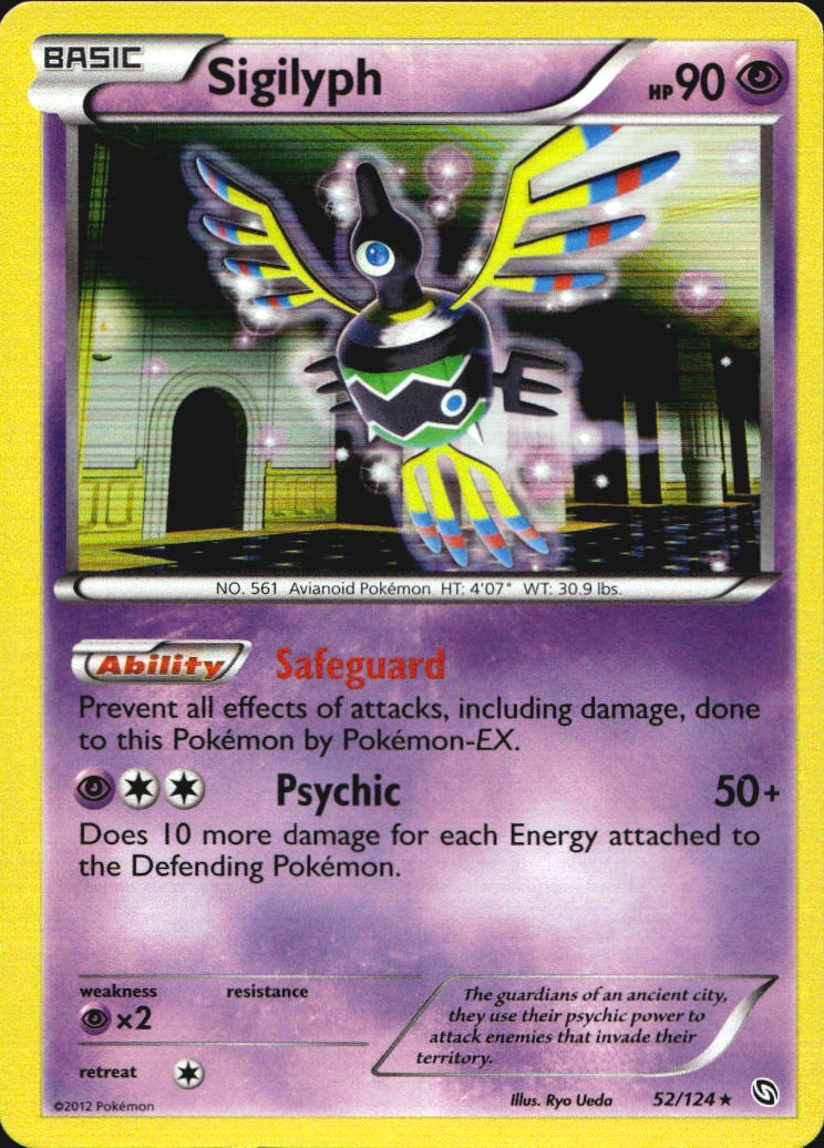 Sigilyph 52/124 Holo Rare Dragons Exalted Pokemon Near Mint