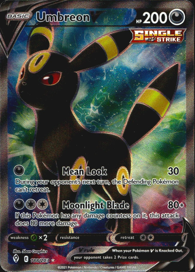 Umbreon V 188/203 Rare Ultra Evolving Skies Pokemon Near Mint