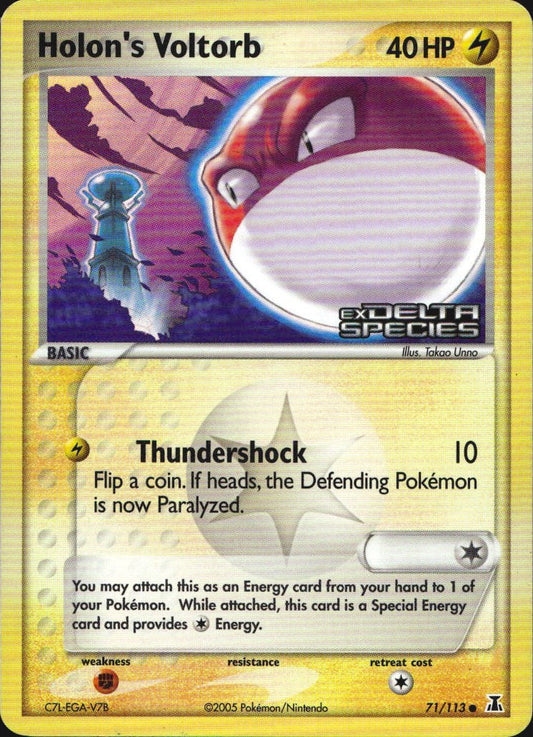 Holon's Voltorb 71/113 Common Delta Species Pokemon Reverse Holo Lightly Played