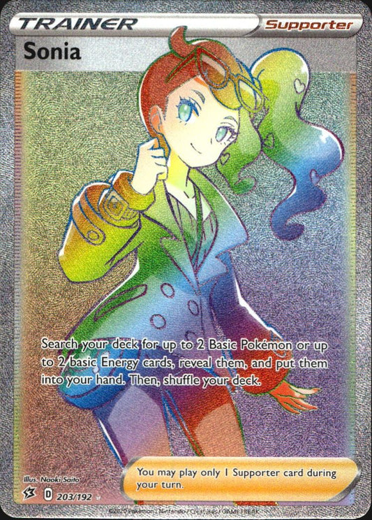 Sonia 203/192 Rare Rainbow Rebel Clash Pokemon Near Mint