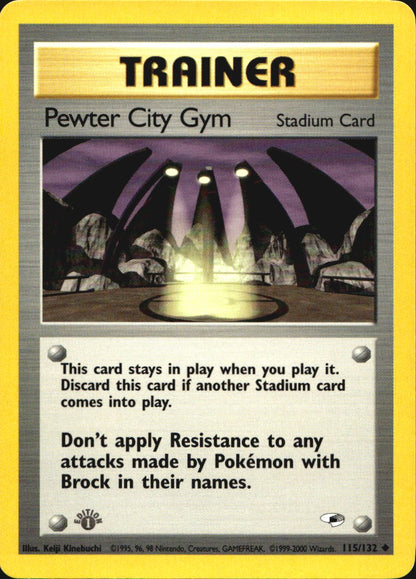 Pewter City Gym 115/132 Uncommon Gym Heroes Pokemon 1st Edition Near Mint