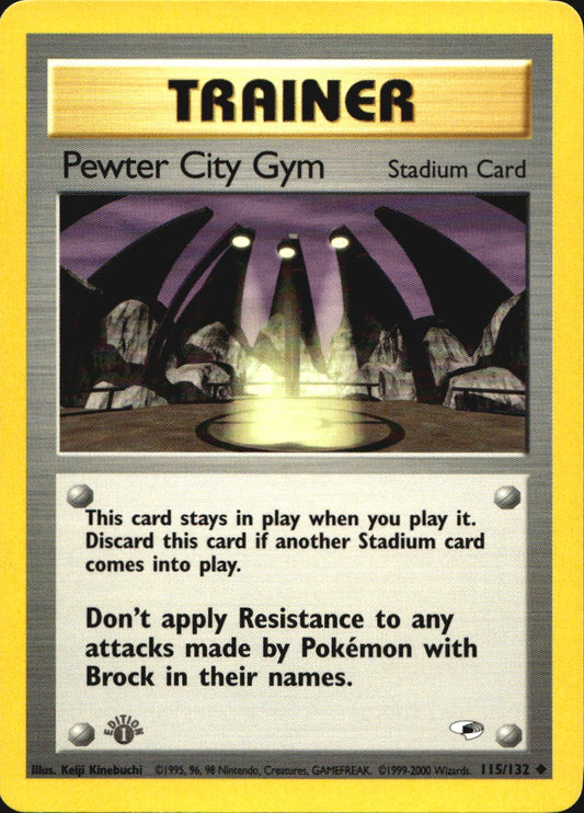 Pewter City Gym 115/132 Uncommon Gym Heroes Pokemon 1st Edition Near Mint