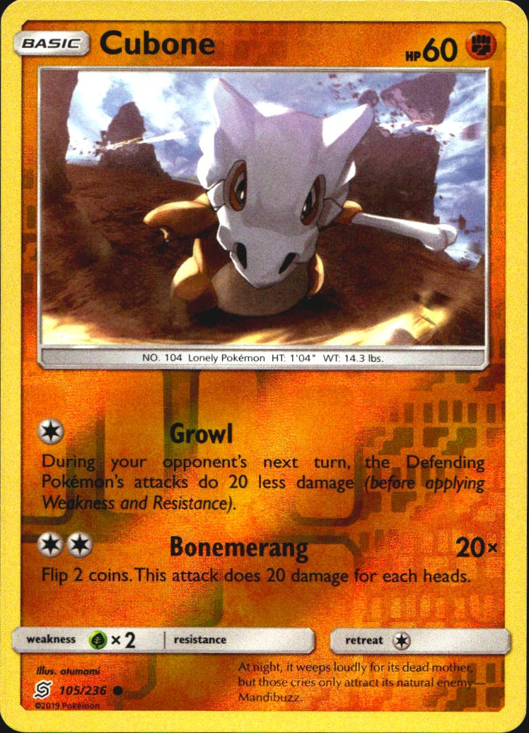 Cubone 105/236 Common Unified Minds Pokemon Near Mint