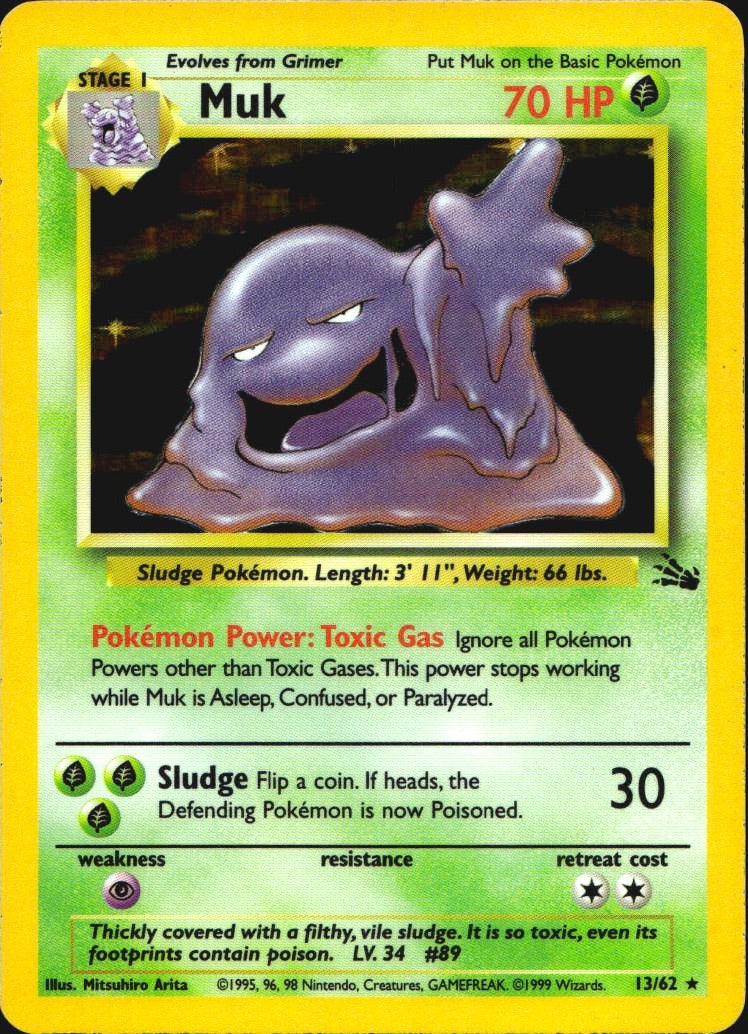 Muk 13/62 Holo Rare Fossil Pokemon Near Mint