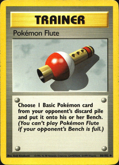 Pokemon Flute 86/102 Uncommon Base Set Unlimited Pokemon Near Mint