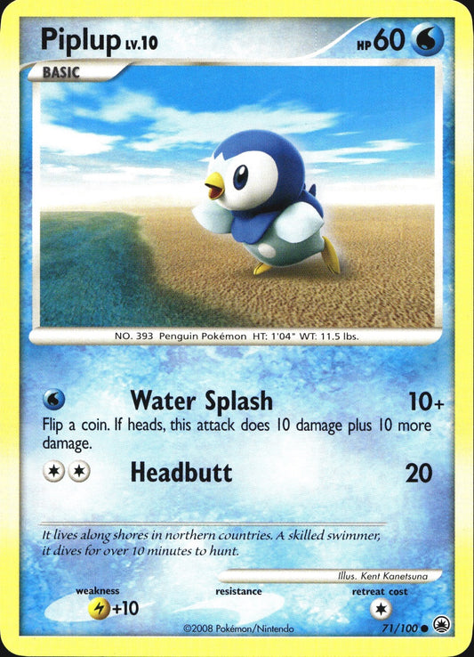 Piplup 71/100 Common Majestic Dawn Pokemon Near Mint