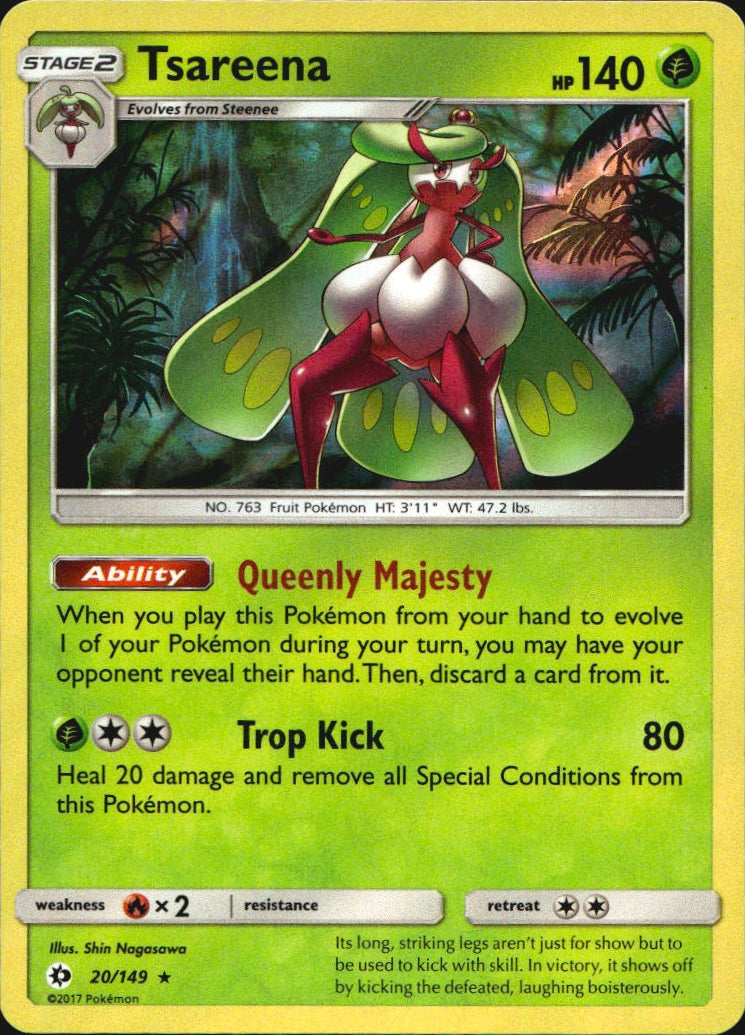 Tsareena 20/149 Holo Rare Sun & Moon Pokemon Near Mint