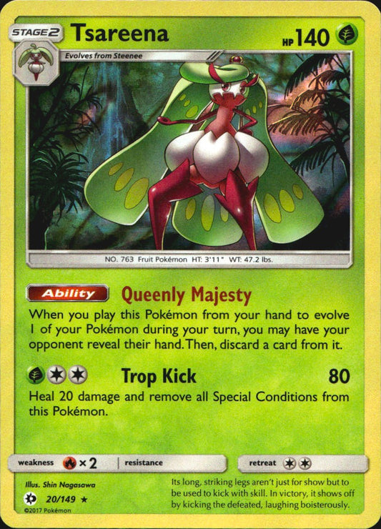 Tsareena 20/149 Holo Rare Sun & Moon Pokemon Near Mint