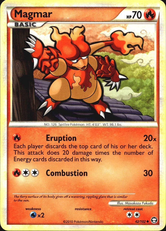 Magmar 42/102 Uncommon HGSS Triumphant Pokemon Near Mint