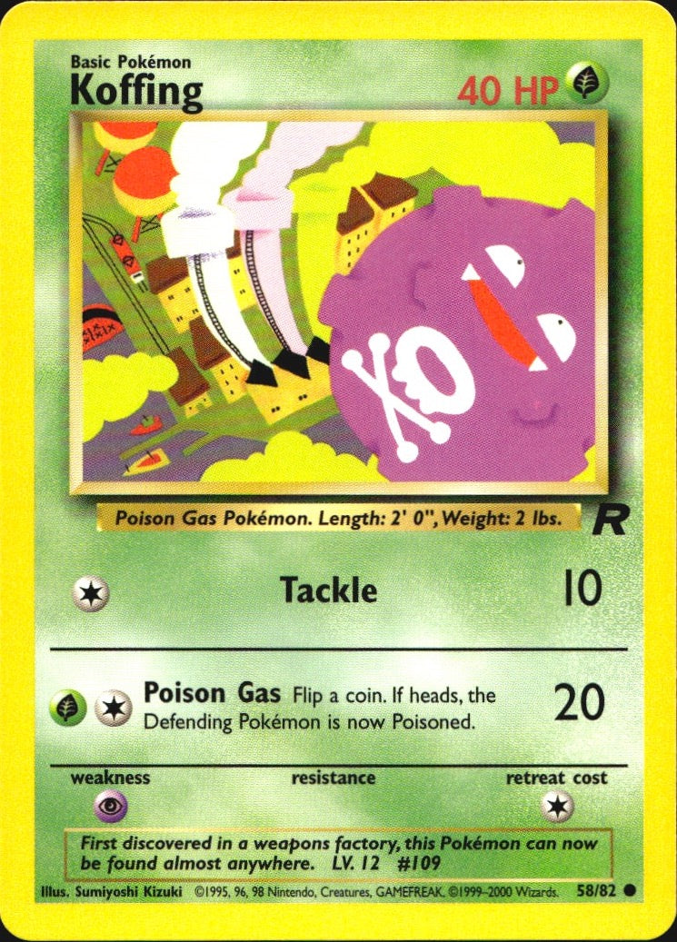 Koffing 58/82 Common Team Rocket Pokemon Near Mint
