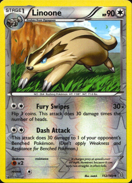 Linoone 112/160 Uncommon Primal Clash Pokemon Reverse Holo Near Mint