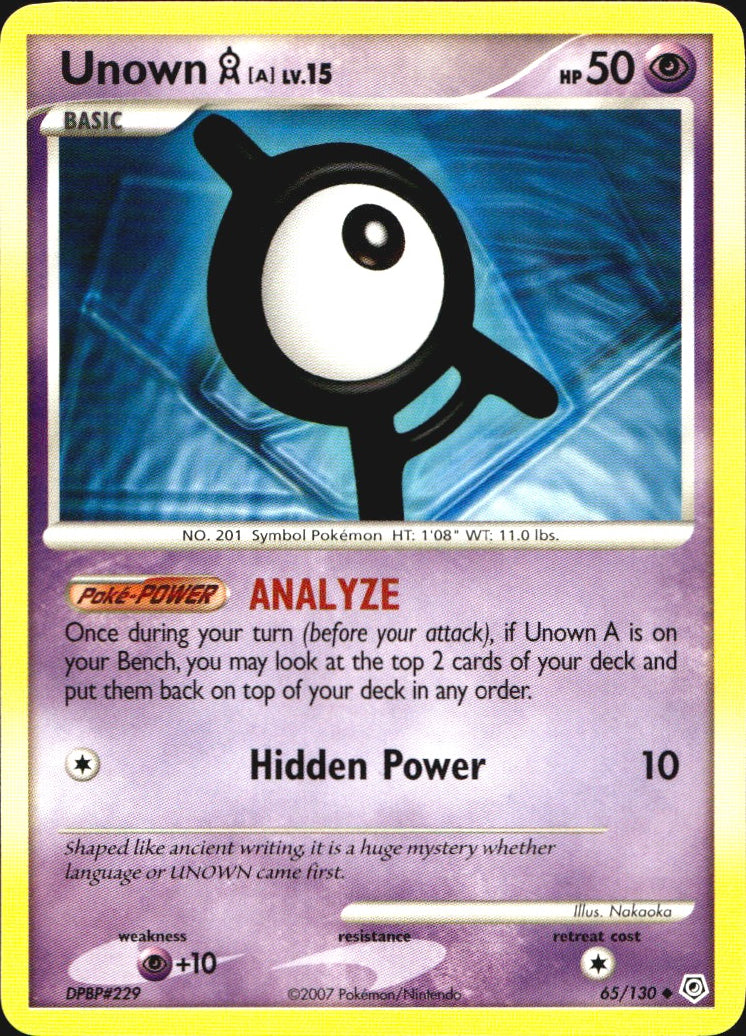 Unown [A] 65/130 Uncommon Diamond & Pearl Pokemon Near Mint
