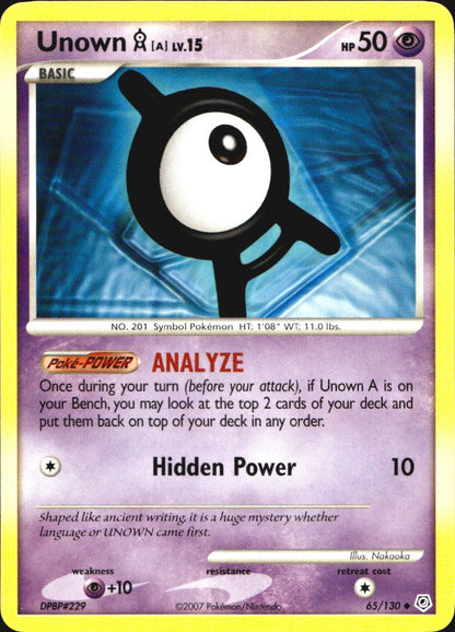 Unown [A] 65/130 Uncommon Diamond & Pearl Pokemon Near Mint