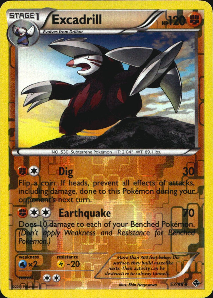 Excadrill 57/98 Rare Emerging Powers Pokemon Reverse Holo Near Mint