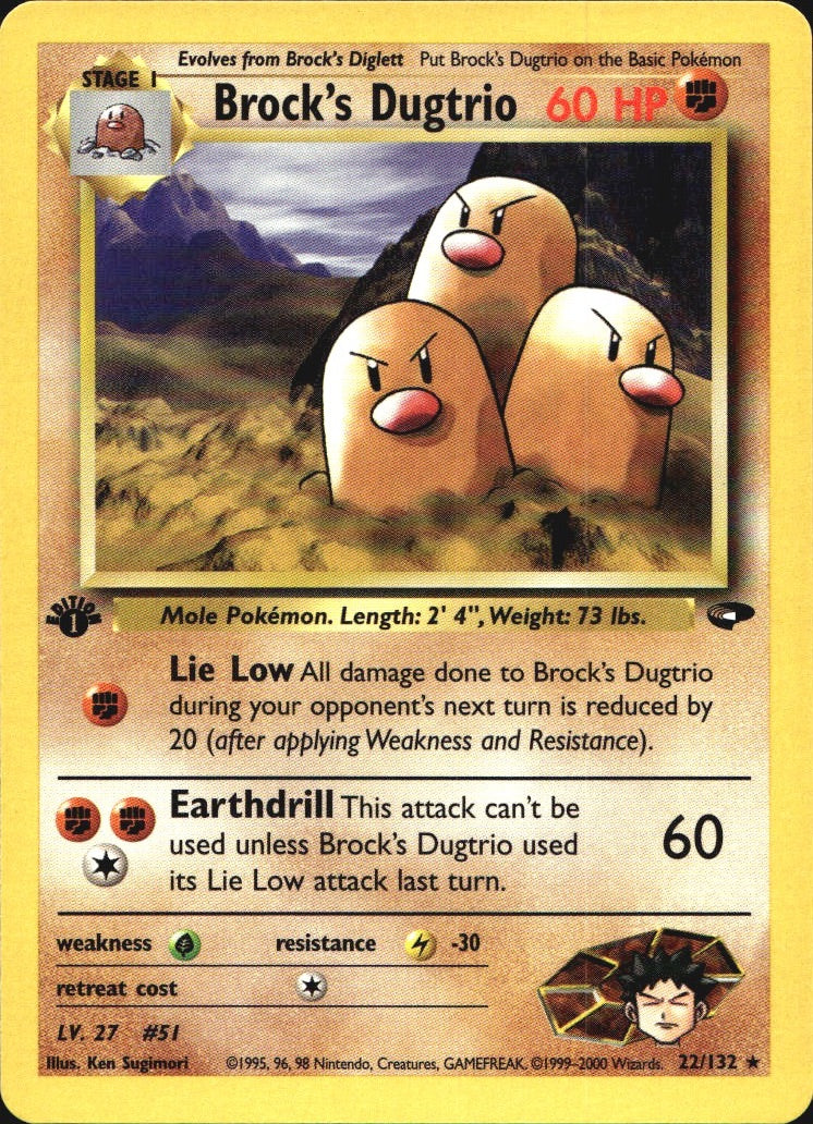 Brock's Dugtrio 22/132 Rare Gym Challenge Pokemon 1st Edition Near Mint