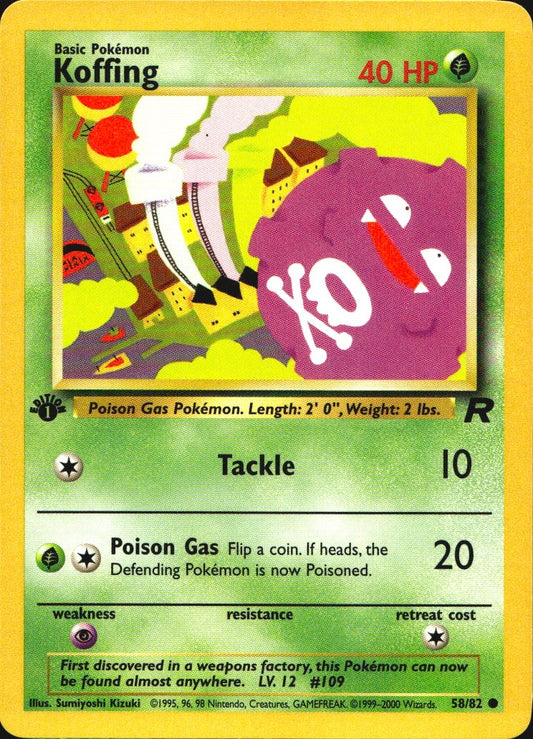 Koffing 58/82 Common Team Rocket Pokemon 1st Edition Near Mint