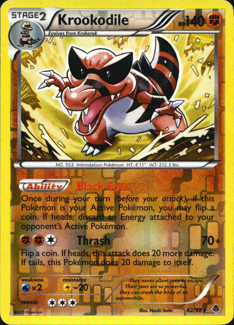 Krookodile 62/98 Rare Emerging Powers Pokemon Reverse Holo Near Mint
