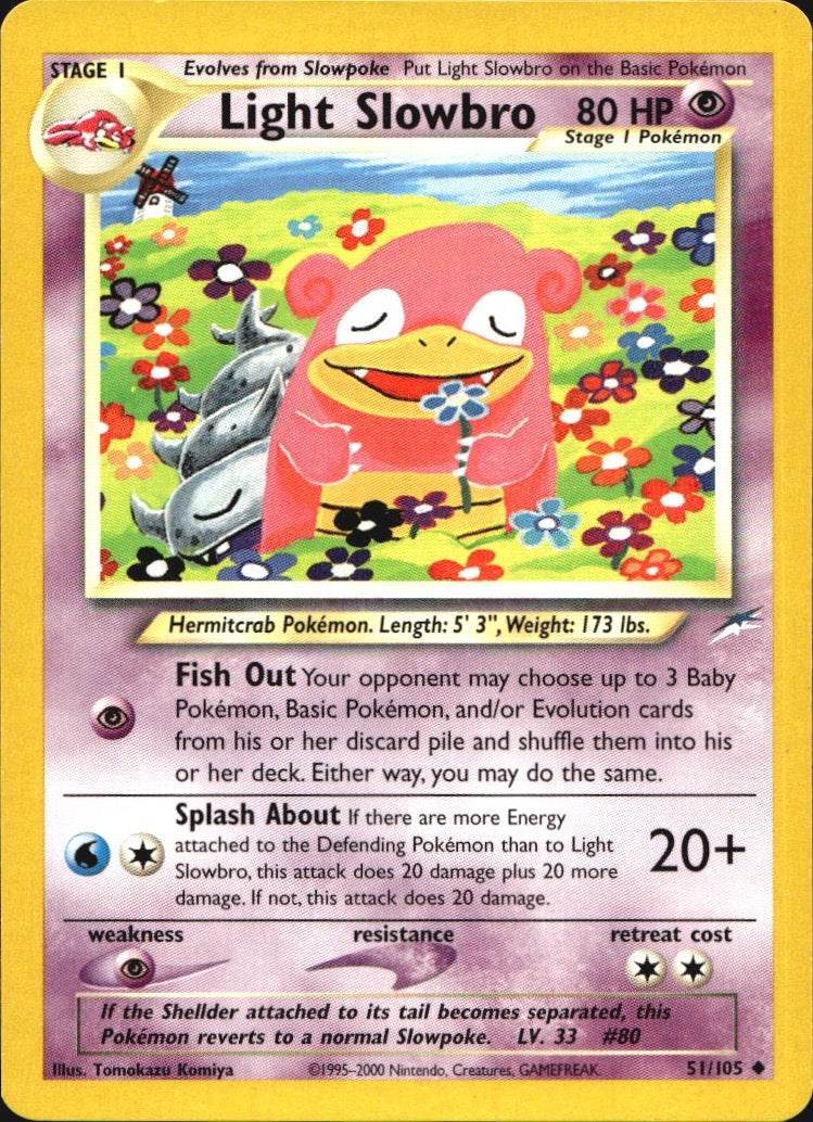 Light Slowbro 51/105 Uncommon Neo Destiny Pokemon Near Mint