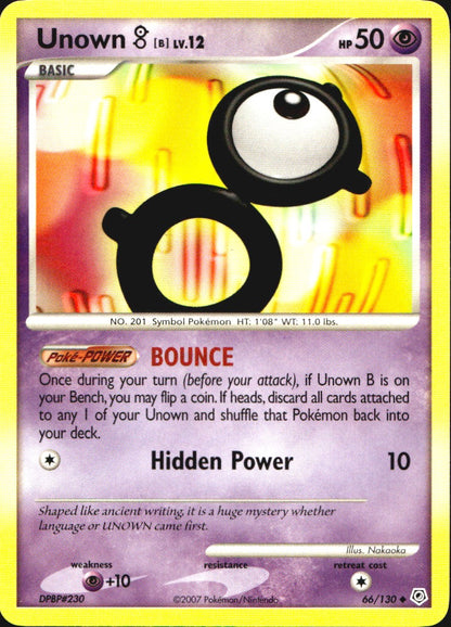 Unown [B] 66/130 Uncommon Diamond & Pearl Pokemon Near Mint