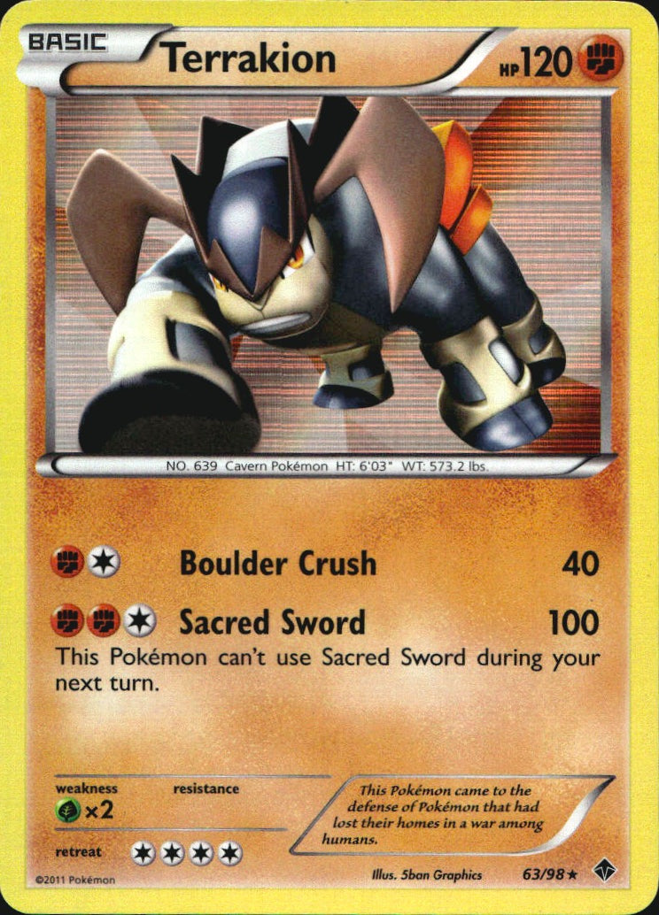 Terrakion 63/98 Holo Rare Emerging Powers Pokemon Near Mint