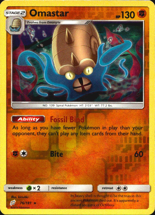 Omastar 76/181 Holo Rare Team Up Pokemon Reverse Holo Near Mint