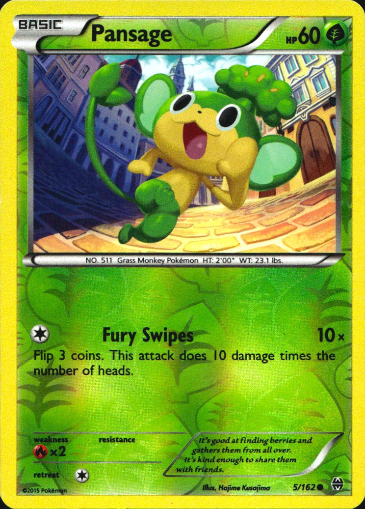 Pansage 5/162 Common BREAKthrough Pokemon Reverse Holo Near Mint