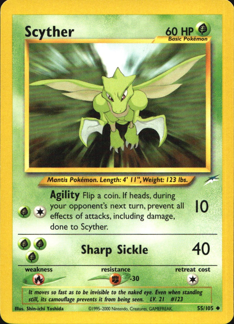 Scyther 55/105 Uncommon Neo Destiny Pokemon Near Mint