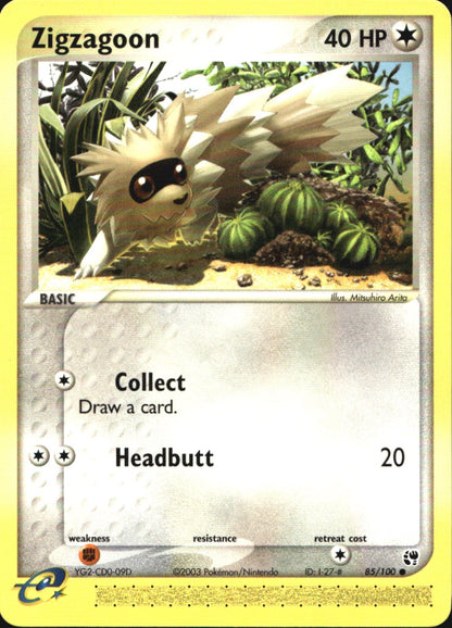 Zigzagoon 85/100 Common Sandstorm Pokemon Near Mint