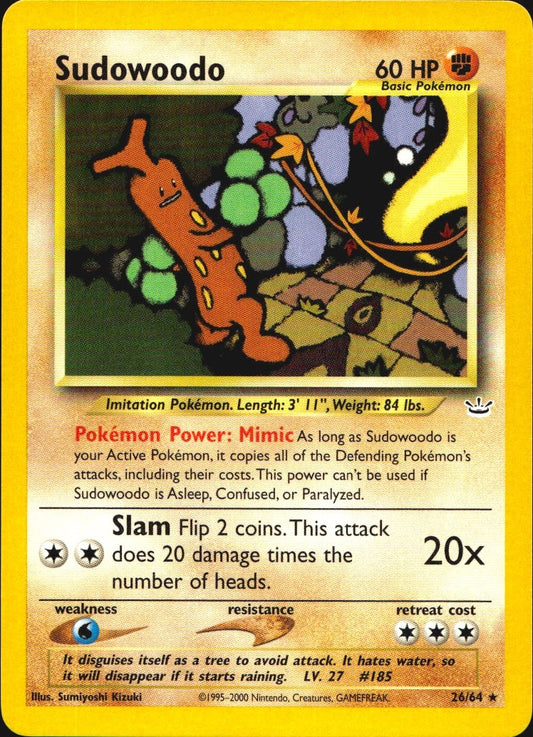 Sudowoodo 26/64 Rare Neo Revelation Pokemon Near Mint