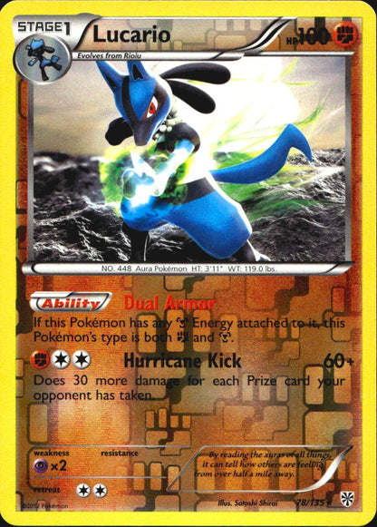 Lucario 78/135 Plasma Storm Pokemon Reverse Holo Near Mint
