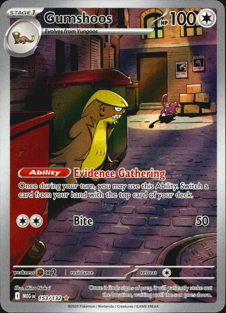 Gumshoos 153/132 Illustration Rare Mega Evolution Pokemon Near Mint