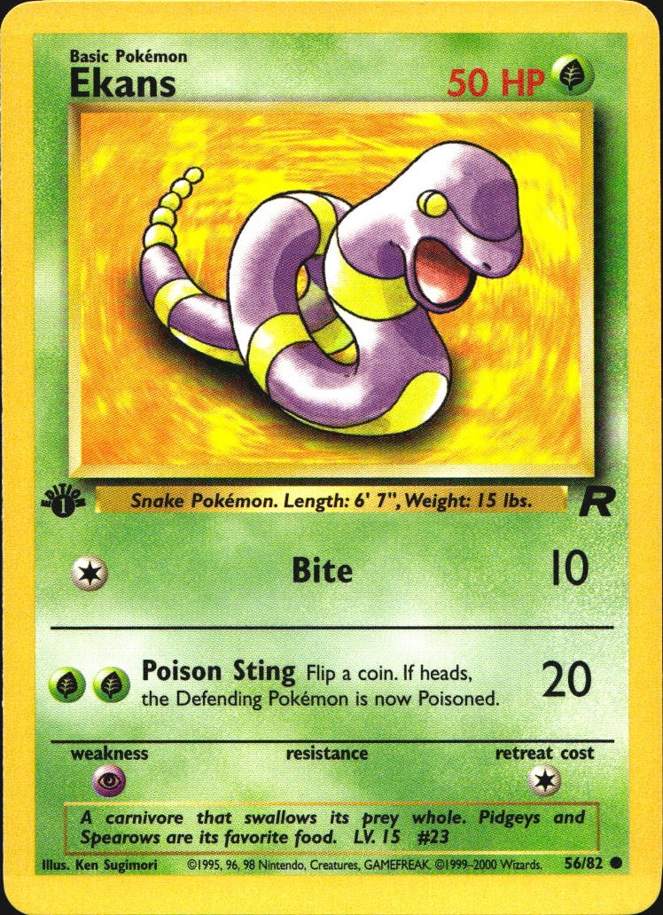 Ekans 56/82 Common Team Rocket Pokemon 1st Edition Near Mint