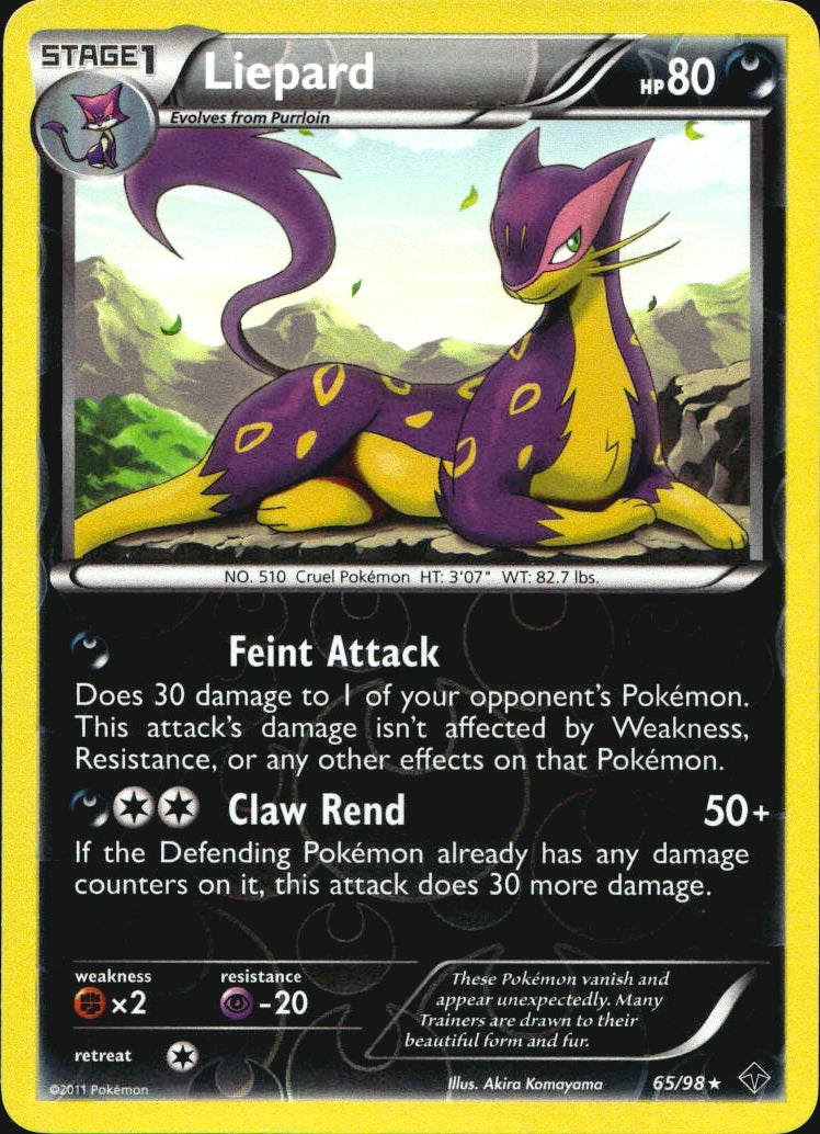 Liepard 65/98 Rare Emerging Powers Pokemon Reverse Holo Near Mint