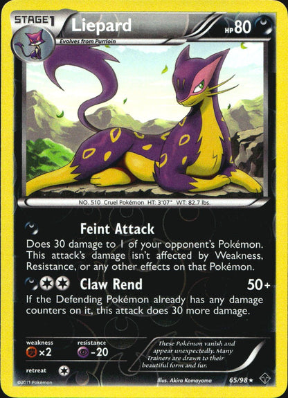Liepard 65/98 Rare Emerging Powers Pokemon Reverse Holo Near Mint