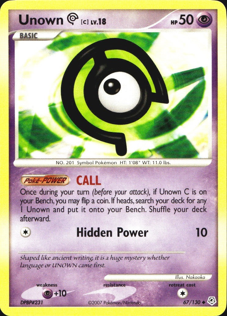 Unown [C] 67/130 Uncommon Diamond & Pearl Pokemon Near Mint