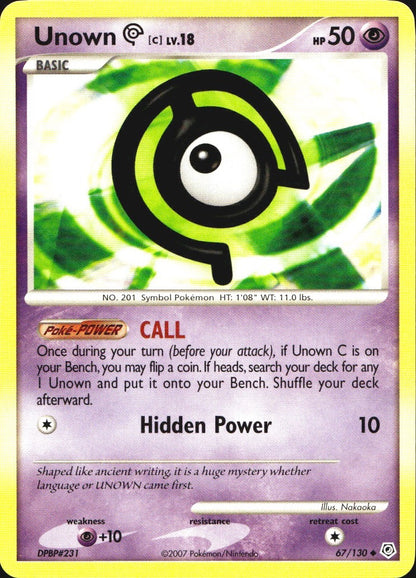 Unown [C] 67/130 Uncommon Diamond & Pearl Pokemon Near Mint
