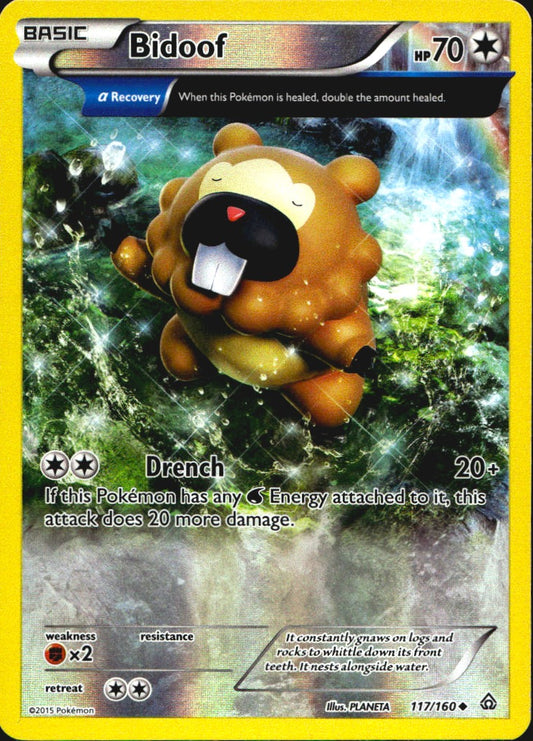 Bidoof 117/160 Uncommon Primal Clash Pokemon Reverse Holo Near Mint