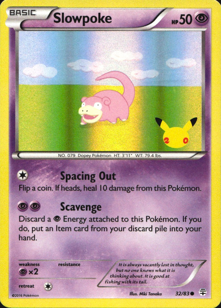 Slowpoke 32/83 Common Generations Pokemon Near Mint Game Exclusive