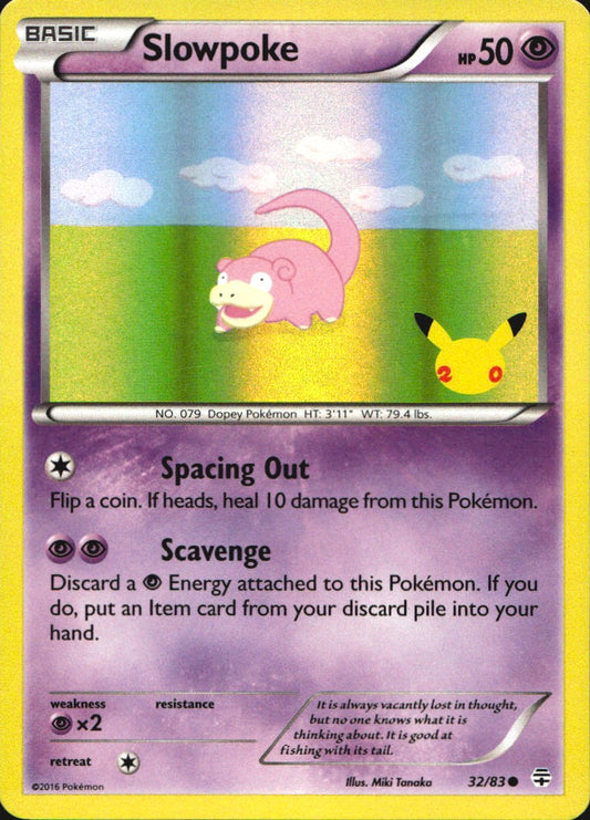 Slowpoke 32/83 Common Generations Pokemon Near Mint Game Exclusive