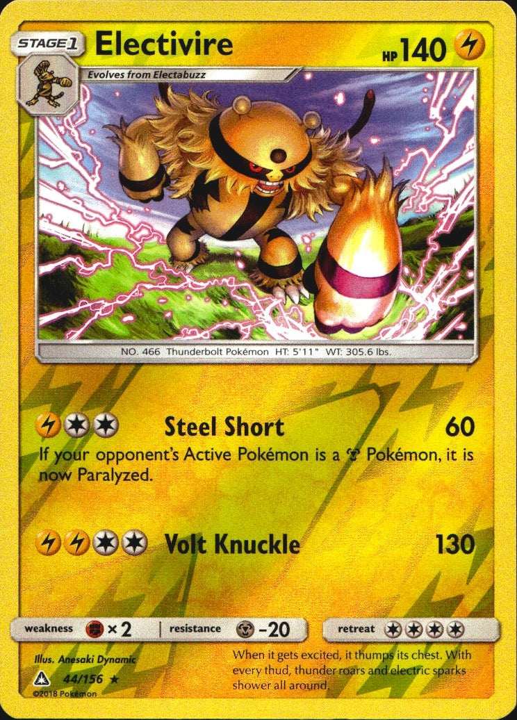 Electivire 44/156 Rare Ultra Prism Pokemon Reverse Holo Near Mint